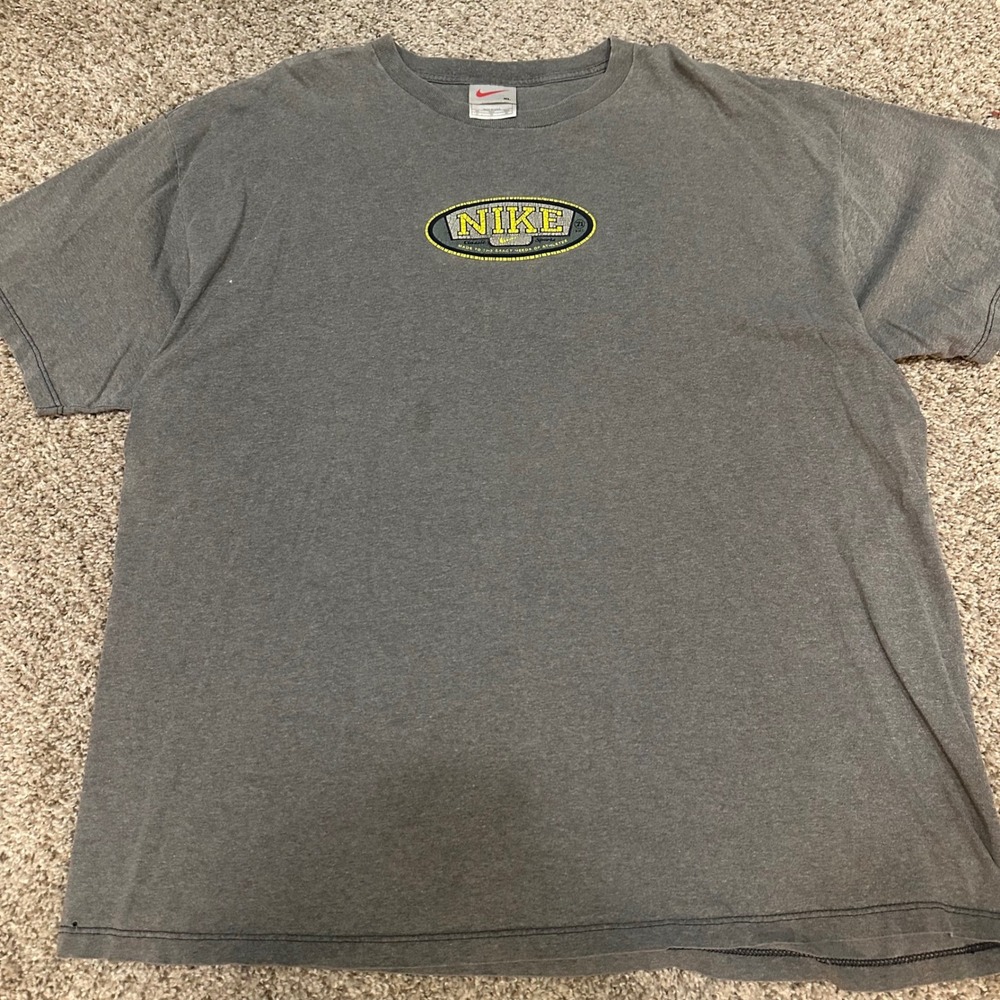 Vintage Nike Mens Graphic T-Shirt XL Gray Preowned Oval Logo Sportswear